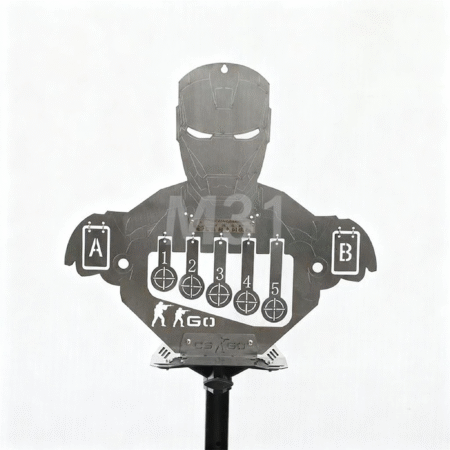 Product Title: Stainless Steel Humanoid Knockdown Target - Iron Man Style for Nerf, Gel Blaster & Slingshot