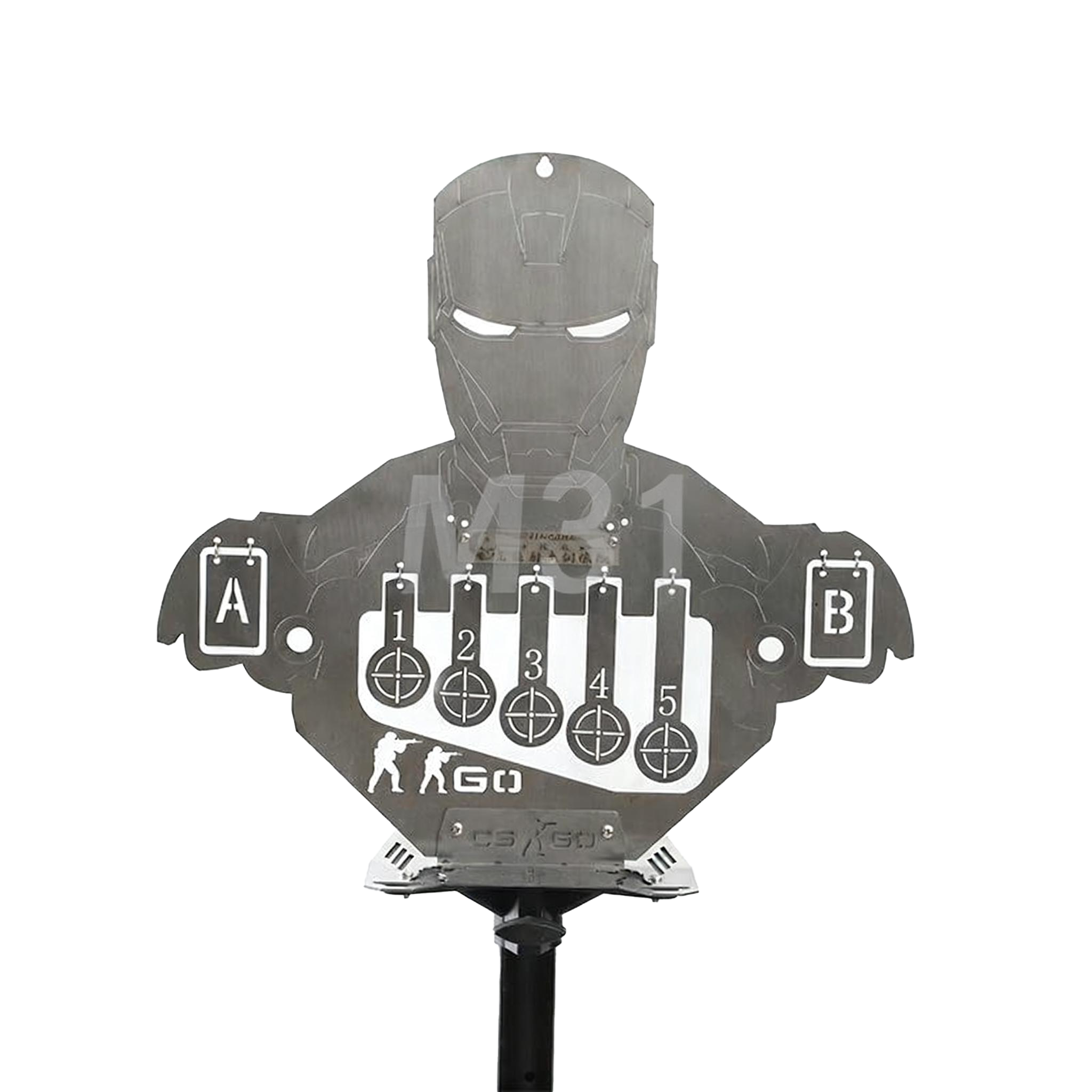 Tactical Stainless Steel Knockdown Target - Armored Silhouette Reactive Training Plate (Gel Blaster / Slingshot)