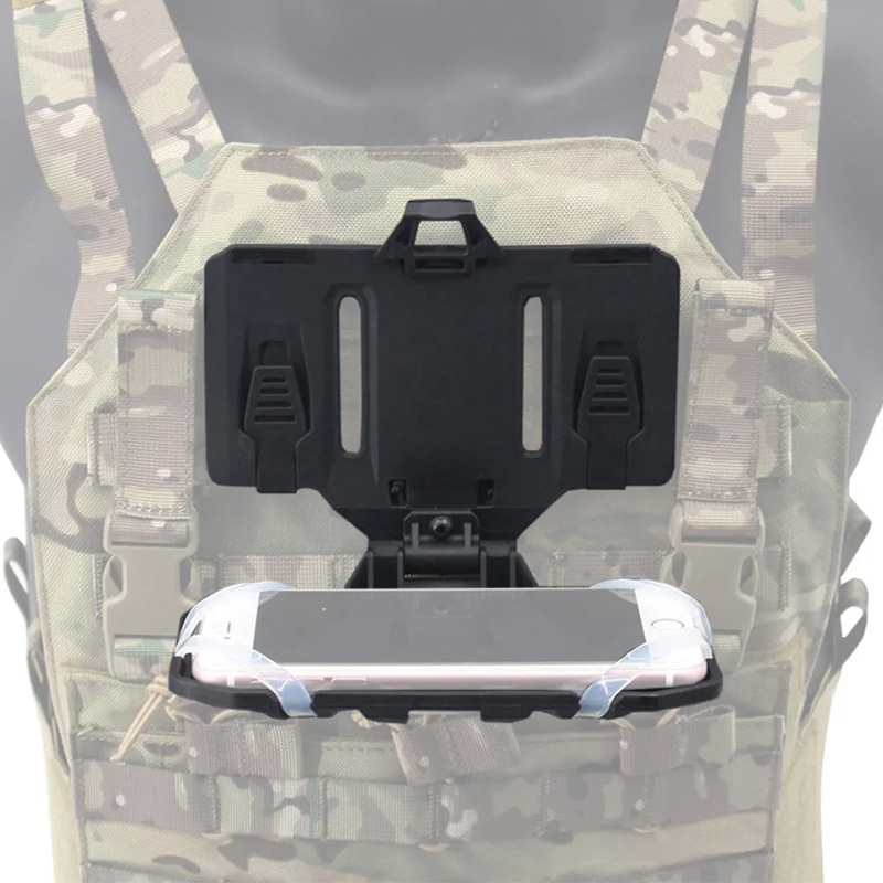 Tactical Flip-Down MOLLE Phone Holder & Navigation Board - Universal Chest Mount for Smartphone (Fits Vest & Plate Carrier) - Image 2